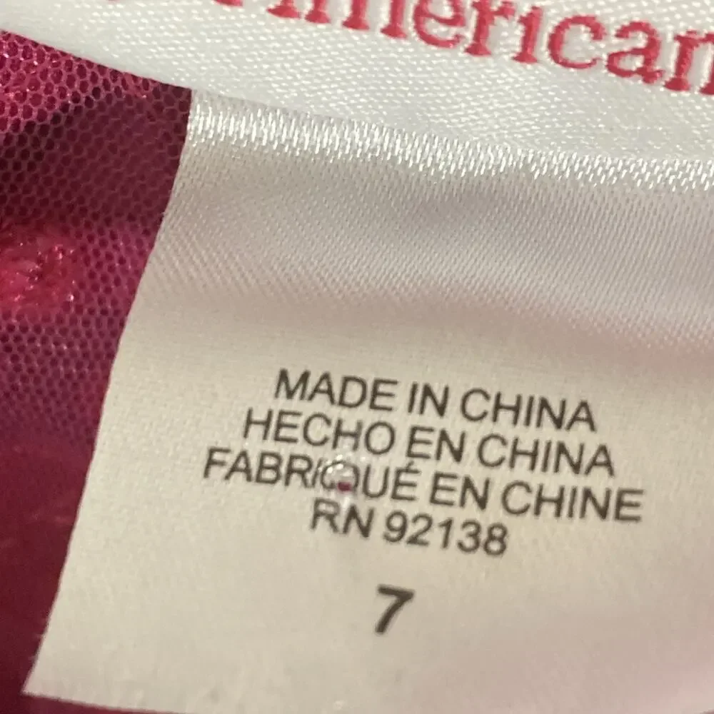 American Girl Merry Magenta children’s dress size 7 Missing Belt